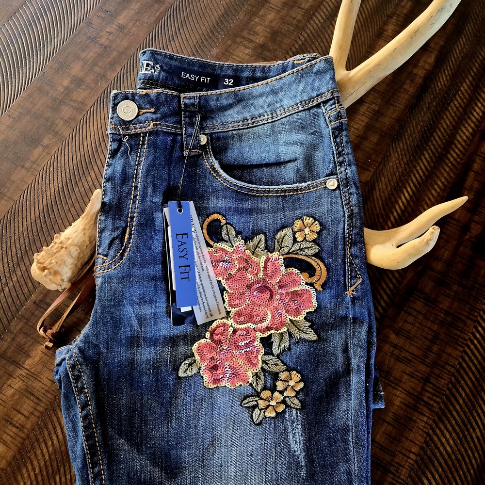 GORGEOUS Grace In La Embellished Slight Boot Cut Easy Fit Jeans ~ BNWT